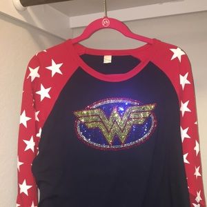3X Wonder Woman logo long sleeved t shirt